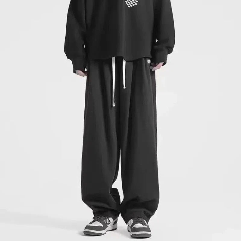 Streetwear Solid Color Elastic Waist Cotton Sweatpants