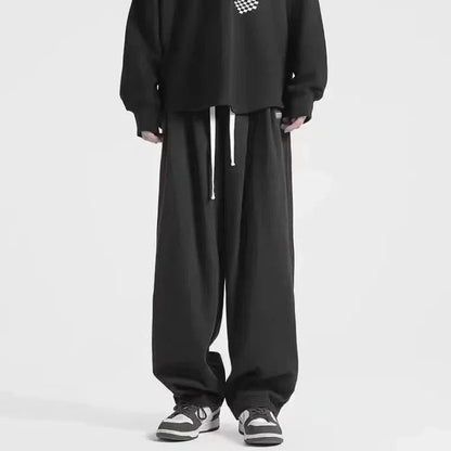 Streetwear Solid Color Elastic Waist Cotton Sweatpants