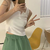 Solid Ribbed Knit Crop Top