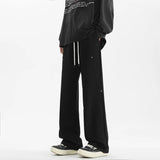 Solid Color Drawstring Sports Wide Leg Jogger