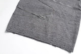 Streetwear Distressed Chain Detail Zipper Knit Sweater