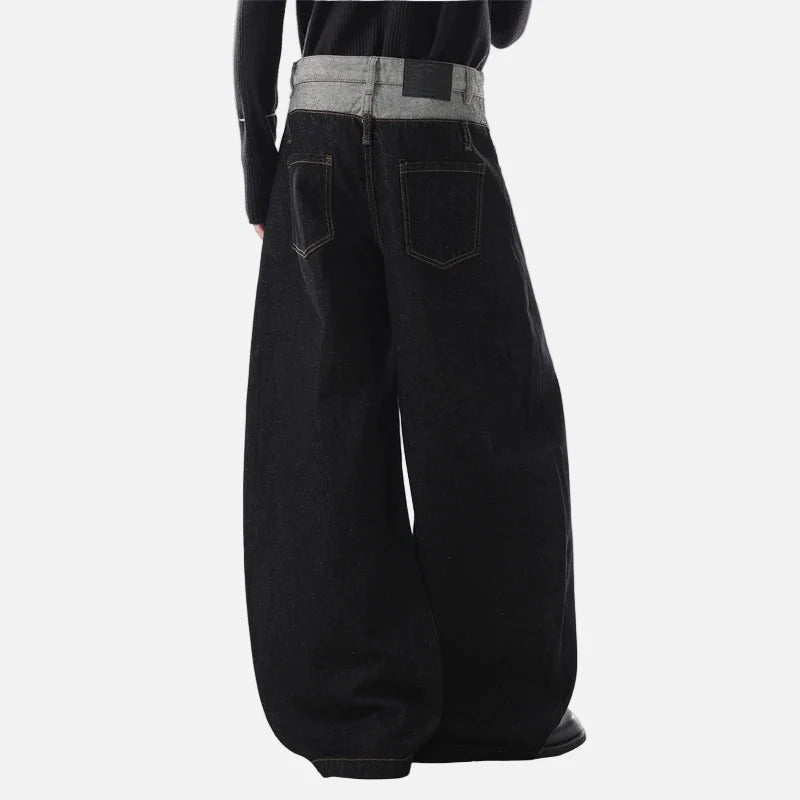 Black Distressed Patchwork Loose Fit Jeans