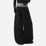 Black Distressed Patchwork Loose Fit Jeans