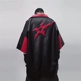 Men's Punk Short Sleeve Zipper Print Leather Jacket