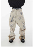 Hand-Painted Graffiti Distressed Denim Jeans
