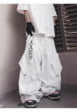 Distressed Detail Elastic Waist Cargo Pants