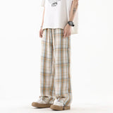 Plaid Drawstring Wide Leg Pants