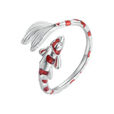 Adjustable Red Enamel Koi Opening Ring