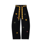 Insulated Korean Style Curved Knife Wide Leg Jeans
