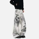 American Style Distressed Music Printting Jeans