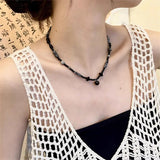 Vintage Korean Black Cross Beads Necklaces