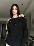 Star Loose Off Shoulder Sweater