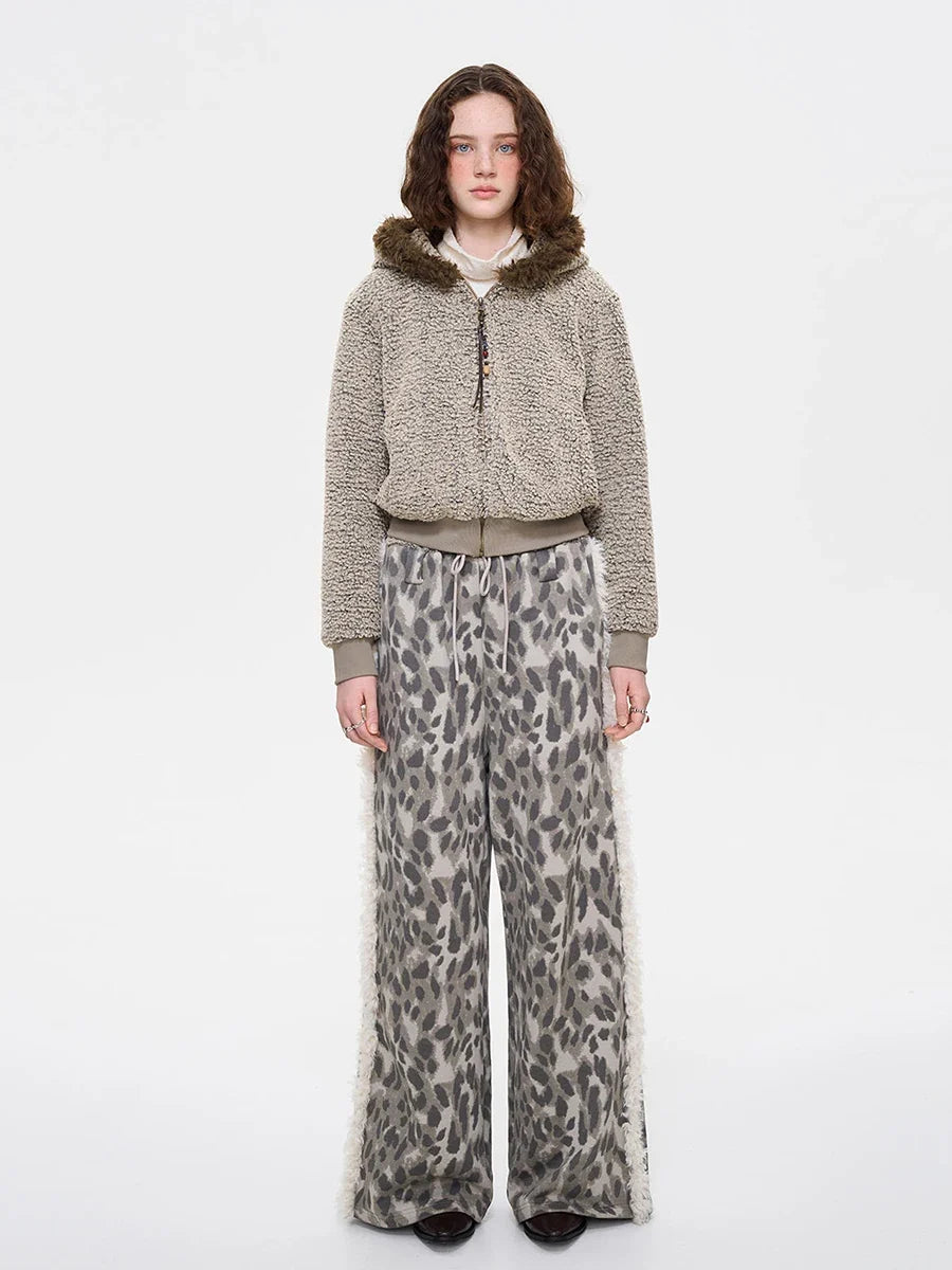 Leopard Print Faux Fur Sweatpant