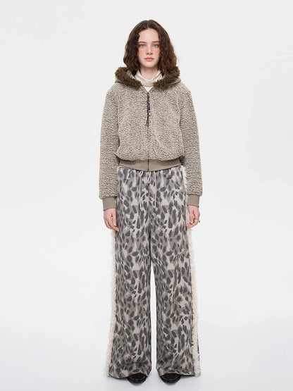 Leopard Print Faux Fur Sweatpant