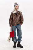 Elevated Comfort Plush Warm Winter Leather Jacket