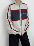 Vintage Contrast Motorcycle Suede Bomber Jacket