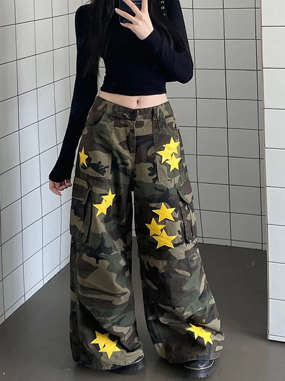 Star-Studded Baggy Cargo Pants