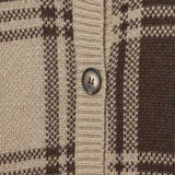 Vintage Old Money Style Checkered Knitted Cardigan