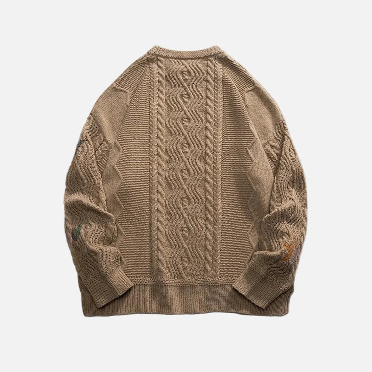 Y2K Cozy Printed Round Neck Knit Sweater