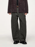 Model wearing the dark gray Vintage Washed Cargo Wide-Leg Pants