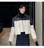 Patchwork Color Contrast Faux Leather Jacket