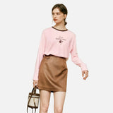 Soft Knit Crewneck Printed Long Sleeve T-Shirt