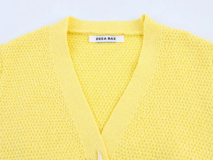 Sweet Versatile V-Neck Knitted Cardigan