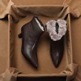 Vintage Pointed Toe Winter Ankle Fur Boot