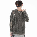 Distressed Cable Knit Sweater