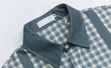 Y2K Plaid Cat Embroidery Casual Short Sleeve Shirt