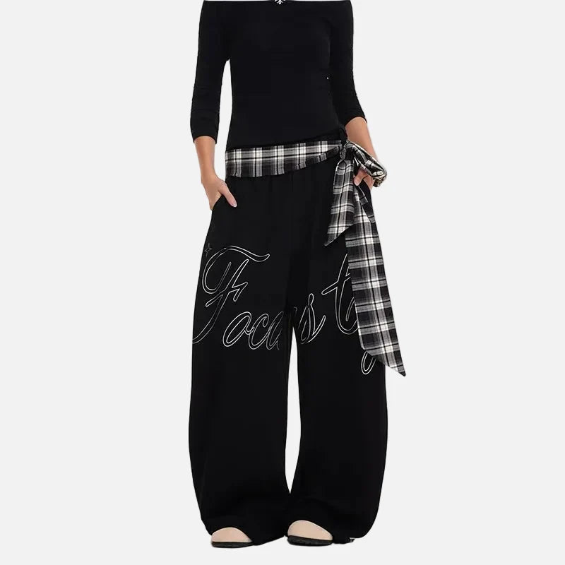 Chic Patchwork Drawstring Elastic Waist Jogger