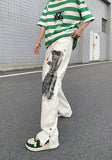 Y2K White Straight Punk Pants