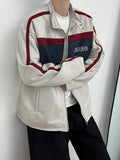 Vintage Contrast Motorcycle Suede Bomber Jacket