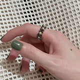 Elegant Crystal Beaded Elastic Rope Ring