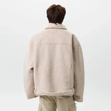 Soft Korean Faux Fur Patchwork Belt Jacket