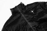 Black Loose PU Leather Puffer Jacket