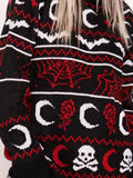 Spooky Moon Skull Pattern Sweater