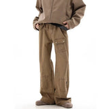 Durable Cargo Pocket Wide Leg Jeans