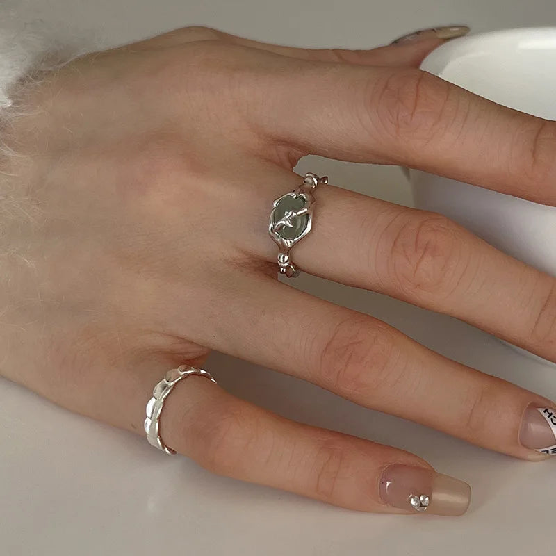 Irregular Vintage Silver Plated Bamboo Ring