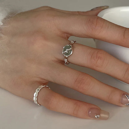 Irregular Vintage Silver Plated Bamboo Ring