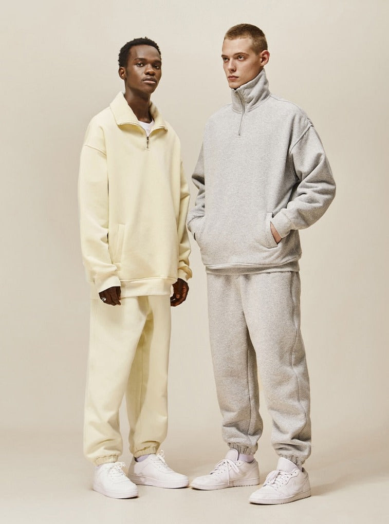 Half Zip-Up Sweatshirt Set