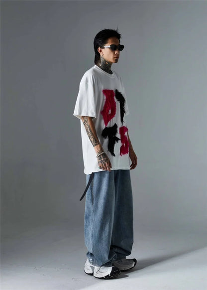 Edgy Cool Patchwork Fur T-Shirt