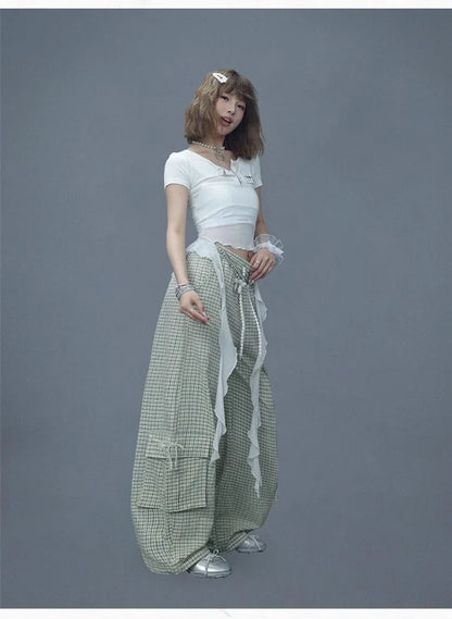 Apricot Pearl Check Dance Pants