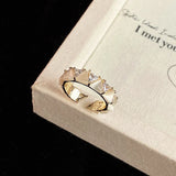 Luxury Zircon Opal Gold Open Ring