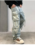 Vintage Hip Hop Loose Fit Multi Pocket Cargo Jeans