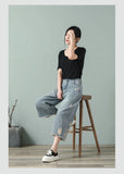 High Waist Ripped Wide Leg Jorts