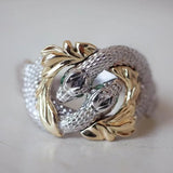 Green Stone Flower Charm Silver Ring