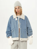Sweet Blue Plush Lady Short Denim Jacket