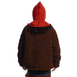 Embroidered Fleece Button-Up Jacket