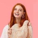 Beaded Heart Drop Earrings